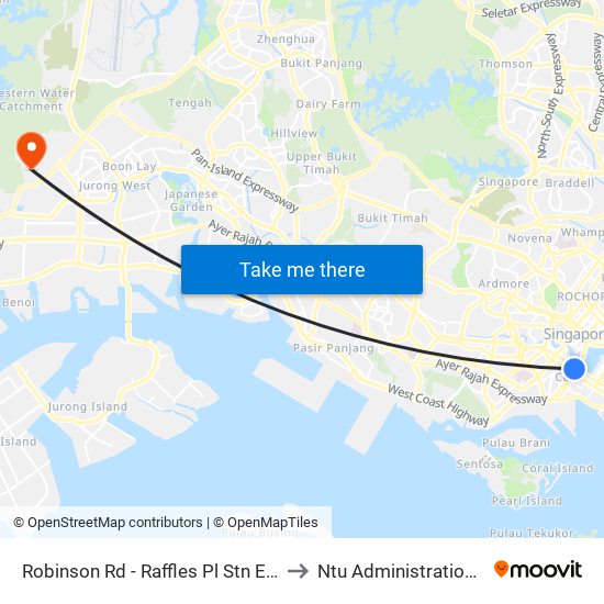 Robinson Rd - Raffles Pl Stn Exit F (03031) to Ntu Administration Building map