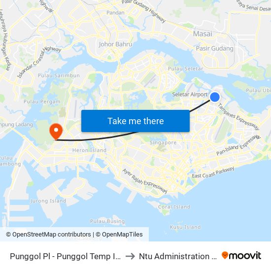 Punggol Pl - Punggol Temp Int (65009) to Ntu Administration Building map