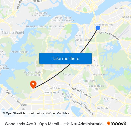 Woodlands Ave 3 - Opp Marsiling Stn (46529) to Ntu Administration Building map