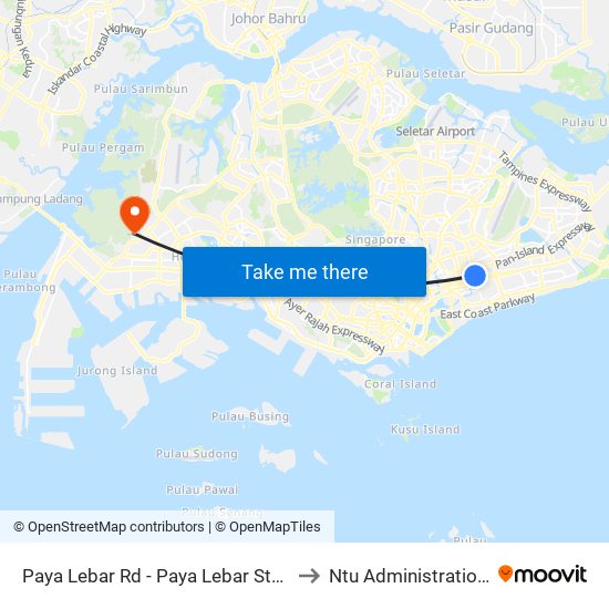 Paya Lebar Rd - Paya Lebar Stn Exit B (81111) to Ntu Administration Building map