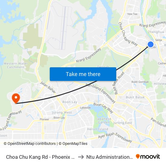 Choa Chu Kang Rd - Phoenix Stn (44141) to Ntu Administration Building map