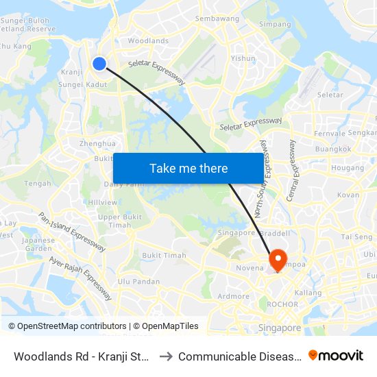 Woodlands Rd - Kranji Stn (45139) to Communicable Disease Centre map