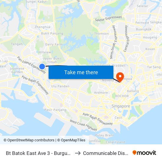 Bt Batok East Ave 3 - Burgundy Hill (42319) to Communicable Disease Centre map