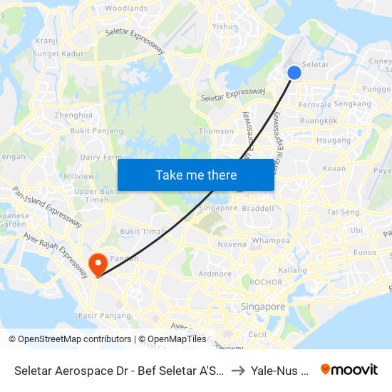 Seletar Aerospace Dr - Bef Seletar A'Space Rise (68081) to Yale-Nus College map
