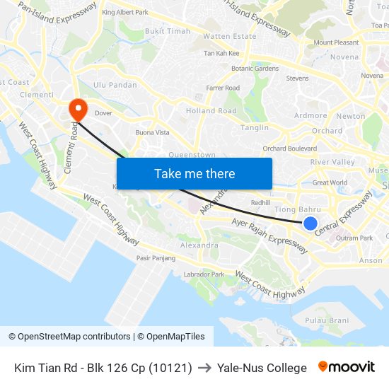 Kim Tian Rd - Blk 126 Cp (10121) to Yale-Nus College map