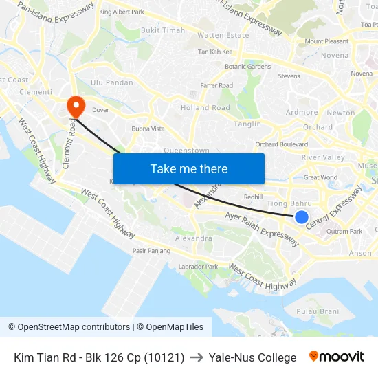 Kim Tian Rd - Blk 126 Cp (10121) to Yale-Nus College map