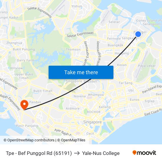 Tpe -  Bef Punggol Rd (65191) to Yale-Nus College map