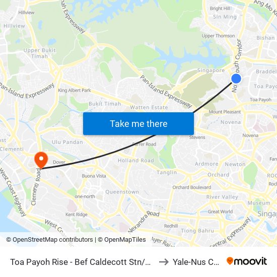 Toa Payoh Rise - Bef Caldecott Stn/Savh (52241) to Yale-Nus College map