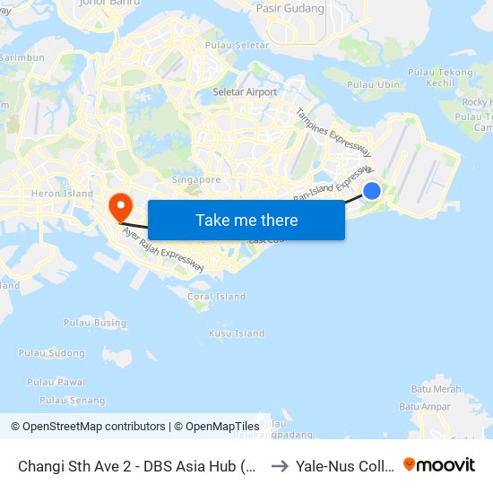 Changi Sth Ave 2 - DBS Asia Hub (96321) to Yale-Nus College map