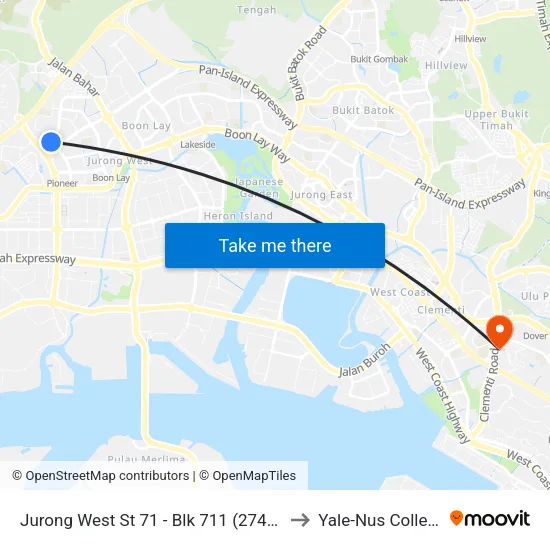 Jurong West St 71 - Blk 711 (27429) to Yale-Nus College map