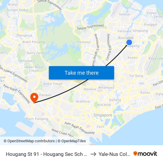 Hougang St 91 - Hougang Sec Sch (64251) to Yale-Nus College map