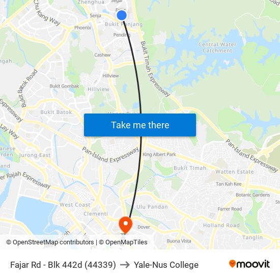 Fajar Rd - Blk 442d (44339) to Yale-Nus College map