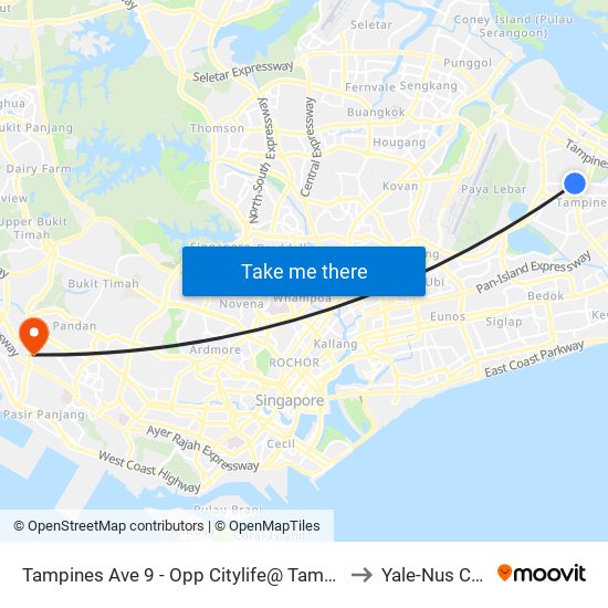 Tampines Ave 9 - Opp Citylife@ Tampines (76549) to Yale-Nus College map