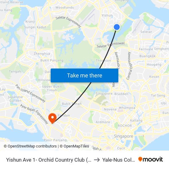 Yishun Ave 1- Orchid Country Club (59749) to Yale-Nus College map