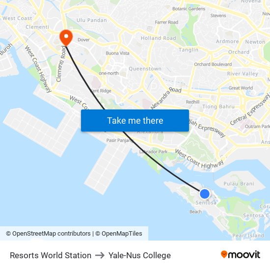 Resorts World Station to Yale-Nus College map