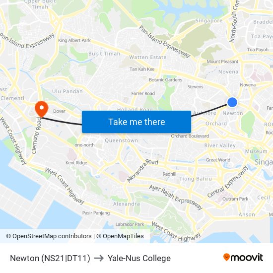 Newton (NS21|DT11) to Yale-Nus College map