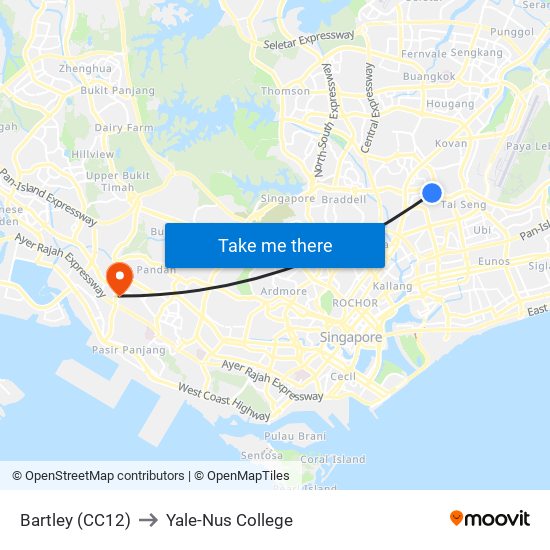Bartley (CC12) to Yale-Nus College map