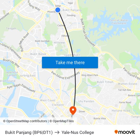 Bukit Panjang (BP6|DT1) to Yale-Nus College map