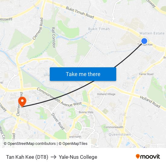Tan Kah Kee (DT8) to Yale-Nus College map
