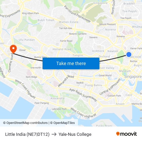 Little India (NE7|DT12) to Yale-Nus College map