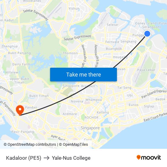 Kadaloor (PE5) to Yale-Nus College map