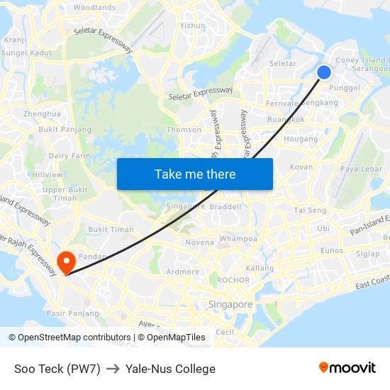 Soo Teck (PW7) to Yale-Nus College map