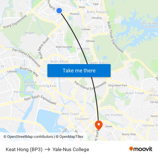 Keat Hong (BP3) to Yale-Nus College map