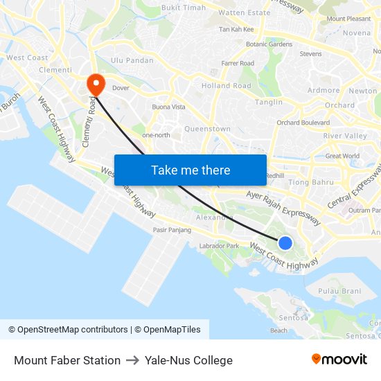 Mount Faber Station to Yale-Nus College map