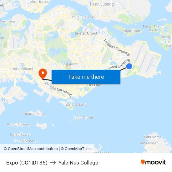 Expo (CG1|DT35) to Yale-Nus College map