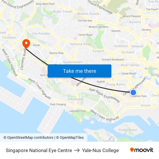 Singapore National Eye Centre to Yale-Nus College map