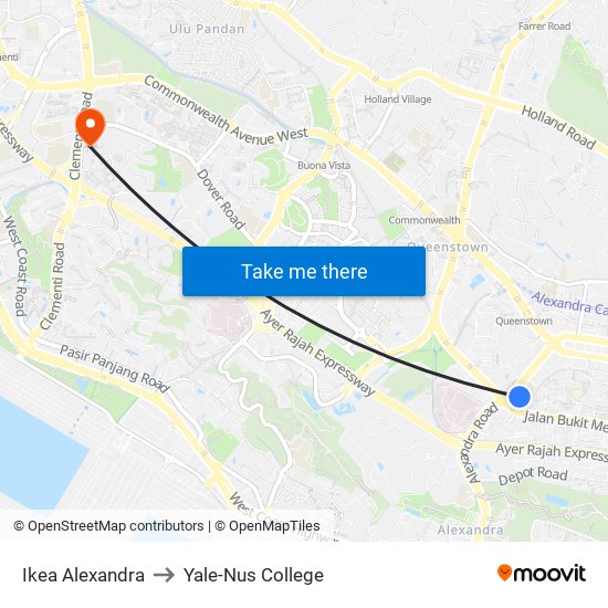 Ikea Alexandra to Yale-Nus College map