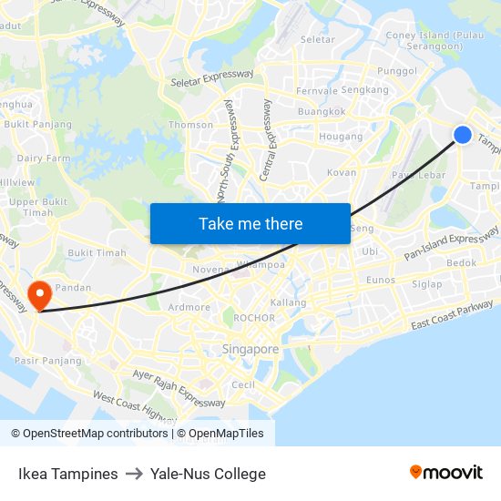 Ikea Tampines to Yale-Nus College map