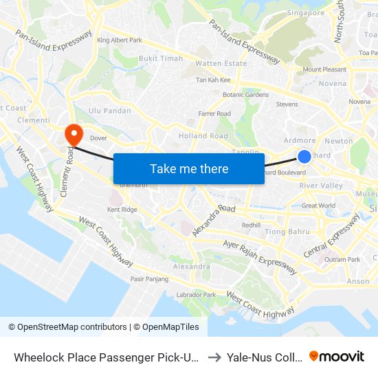 Wheelock Place Passenger Pick-Up Point to Yale-Nus College map