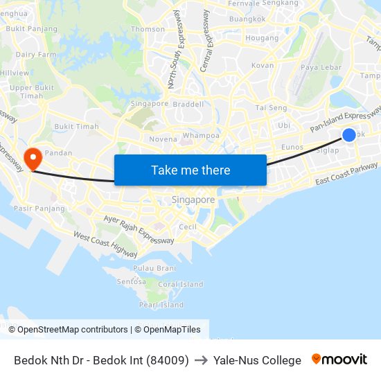 Bedok Nth Dr - Bedok Int (84009) to Yale-Nus College map