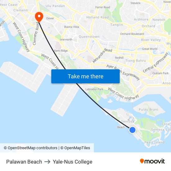 Palawan Beach to Yale-Nus College map