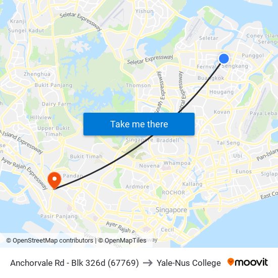 Anchorvale Rd - Blk 326d (67769) to Yale-Nus College map