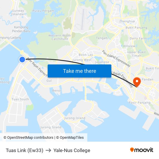 Tuas Link (Ew33) to Yale-Nus College map