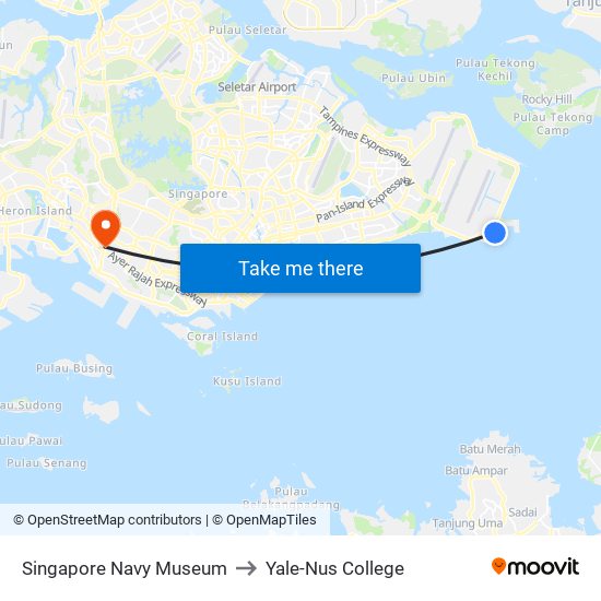 Singapore Navy Museum to Yale-Nus College map