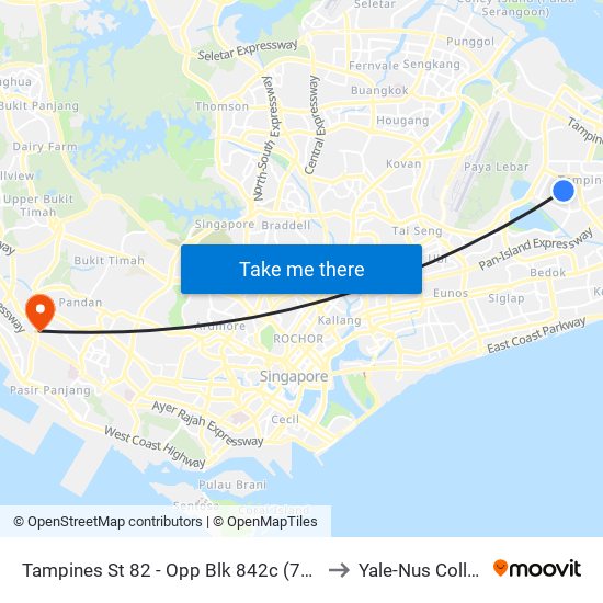 Tampines St 82 - Opp Blk 842c (76049) to Yale-Nus College map