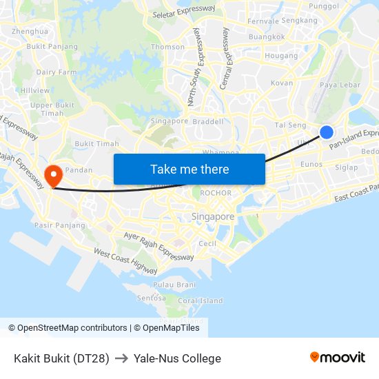 Kakit Bukit (DT28) to Yale-Nus College map