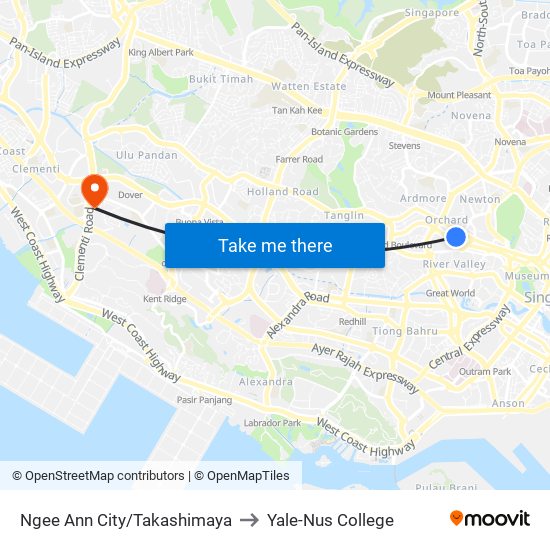 Ngee Ann City/Takashimaya to Yale-Nus College map