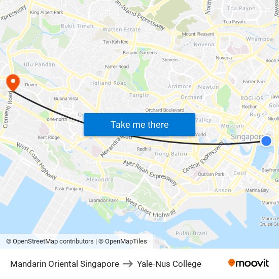 Mandarin Oriental Singapore to Yale-Nus College map