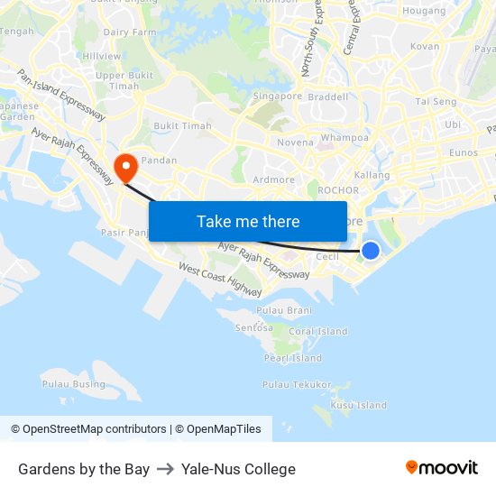 Gardens by the Bay to Yale-Nus College map