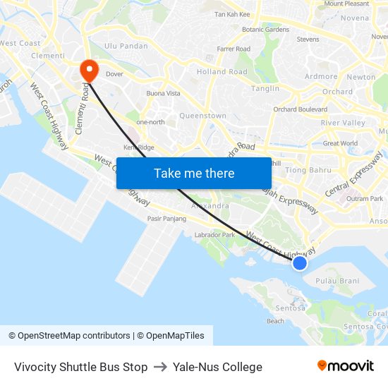 Vivocity Shuttle Bus Stop to Yale-Nus College map