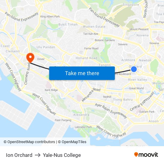 Ion Orchard to Yale-Nus College map