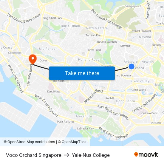 Voco Orchard Singapore to Yale-Nus College map