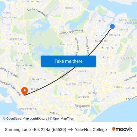 Sumang Lane - Blk 224a (65539) to Yale-Nus College map