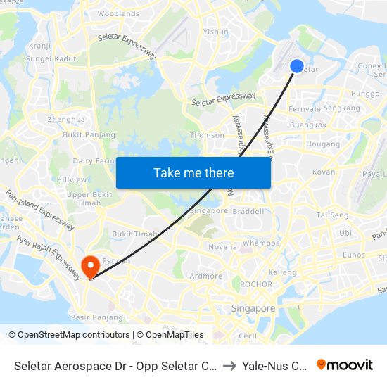 Seletar Aerospace Dr - Opp Seletar Camp (68209) to Yale-Nus College map