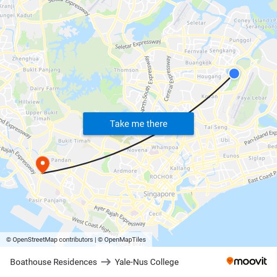 Boathouse Residences to Yale-Nus College map