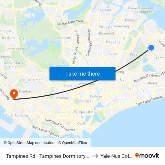 Tampines Rd - Tampines Dormitory (74051) to Yale-Nus College map